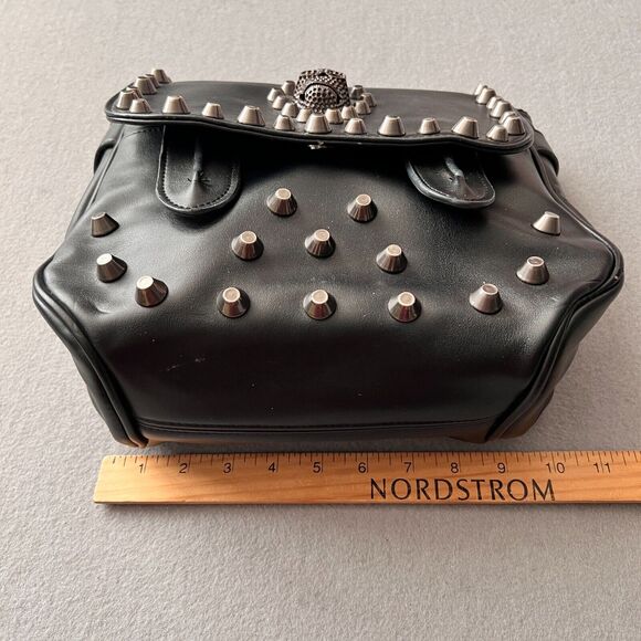 Maomaobag Black Skull Theme Studded Purse Handbag Goth Punk Biker Faux Leather - Picture 6 of 15